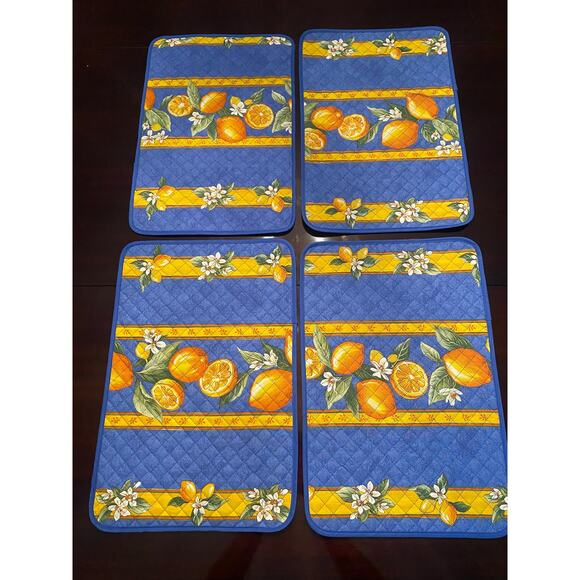 French Provincial Napkin - lemons on Blue Field - Picture 3 of 3